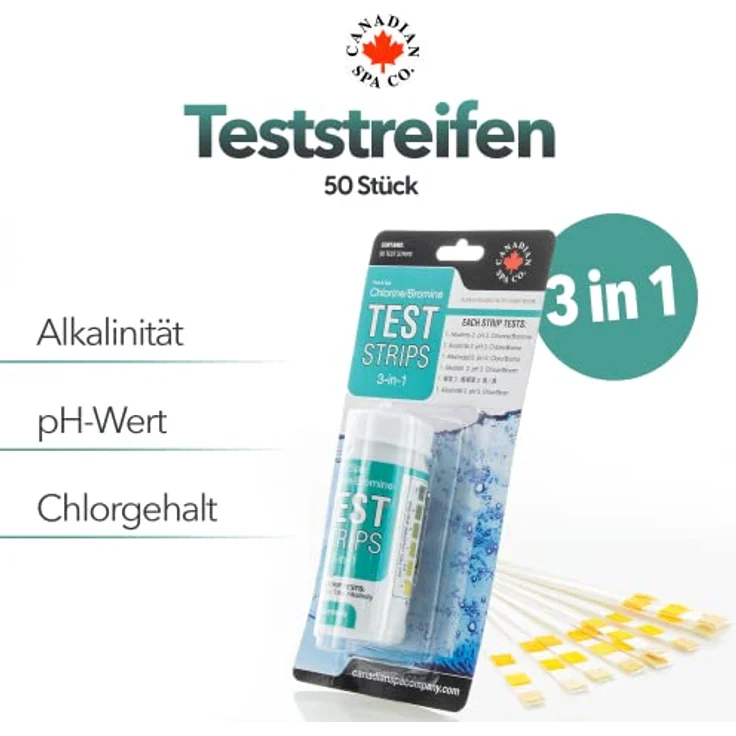 Canadian Spa 3-in-1 Teststreifen, 50 Stück für Poolwasseranalysen mit Wassertest-App – Bild 2