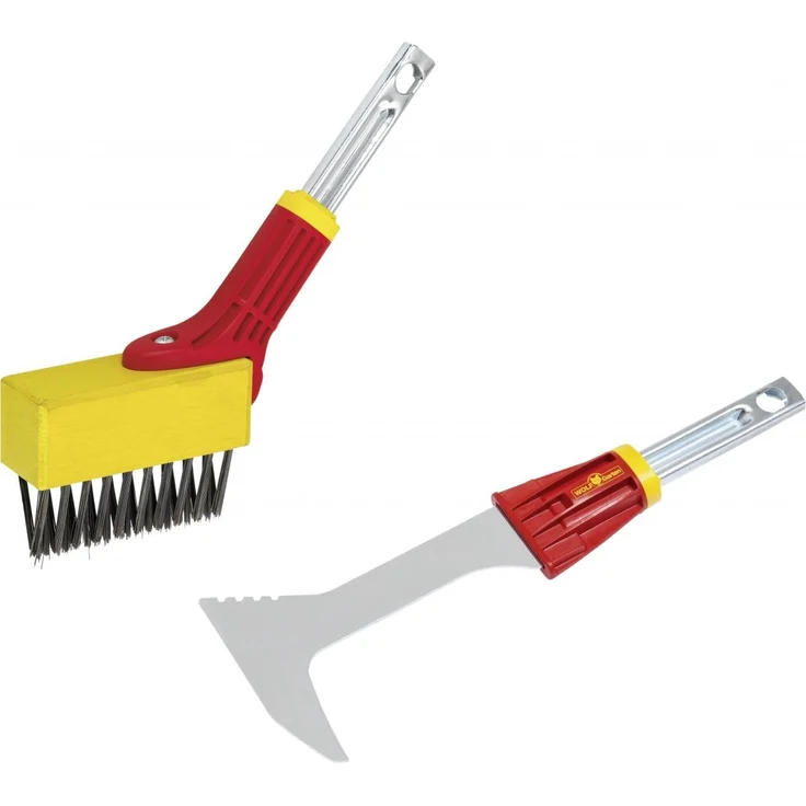 WOLF-Garten Unkrautstecher Wolf Garten Fugenbürste und Fugenkratzer, rostfreie Stahlborsten und Eschenstiel