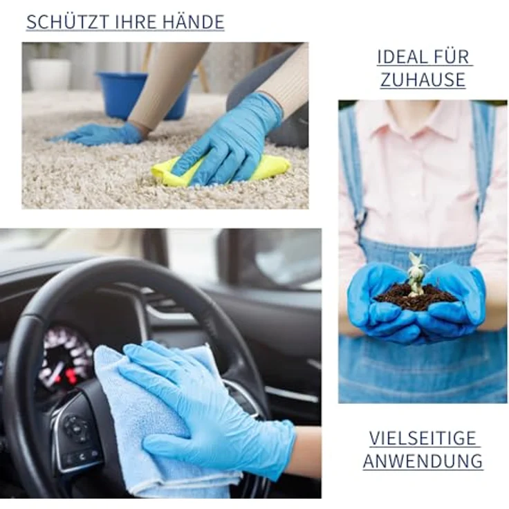 ABENA Nitril Einweghandschuhe 100 Stück Pack (Größe M) in Blau - Lebensmittelecht, Reißfest, Latexfrei, Puderfrei, Hygienische Handschuhe für Reinigungsarbeiten, Schönheitssalon, Tattoo und Zuhause – Bild 4