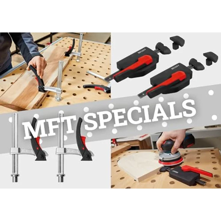 Bessey Schraubzwinge Aktionsset mit Spannwerkzeugen, zum Arbeiten auf dem Tisch, 20 mm, blau – Bild 2