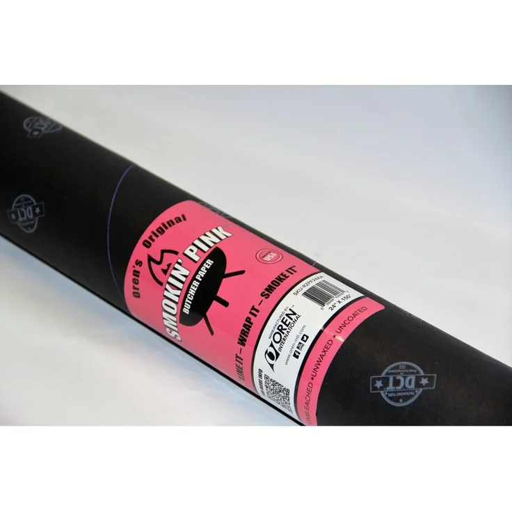 Rumo Barbeque Smoker Oren Pink Butcher Paper 24” Metzgerpapier 61 cm x 45,72 m, atmungsaktiv, unbeschichtet, ungebleicht