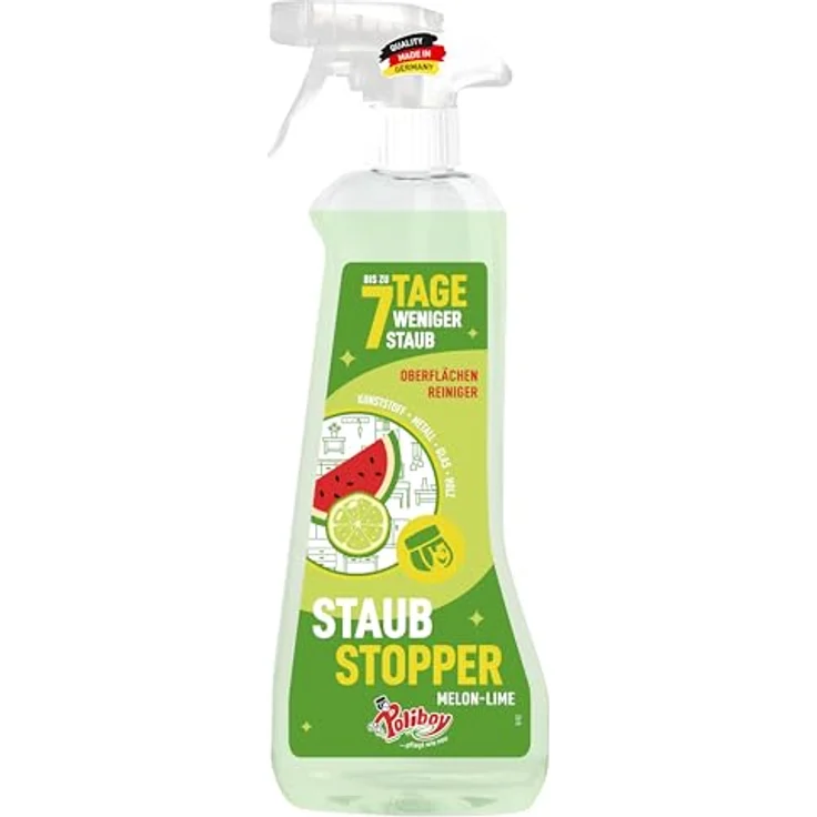 poliboy Poliboy Staubstopper Melon-Lime, 500 ml Allzweckreiniger mit Antistatik-Effekt für Kunststoff, Metall, Glas und Holz – Bild 1