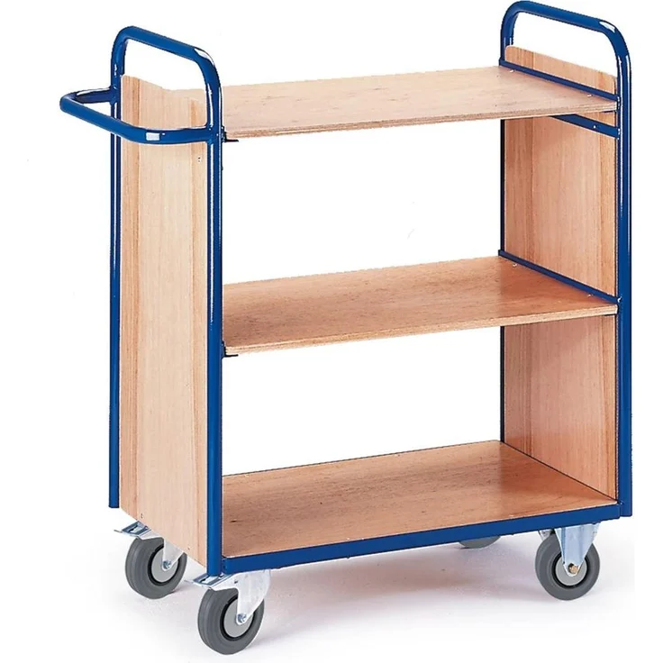 Rollcart Etagenwagen 08-7322, Transportwagen mit hoher Tragkraft von 150 kg, robust aus Stahl und MDF, blau, 118,0 x 50,0 x 93,0 cm