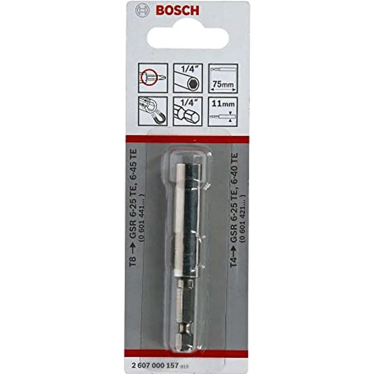 Bosch Accessories Universalhalter 1/4 Zoll, 75mm mit Dauermagnet für Elektrowerkzeuge, kompatibel mit Tiefenanschlag T8/T4 – Bild 1