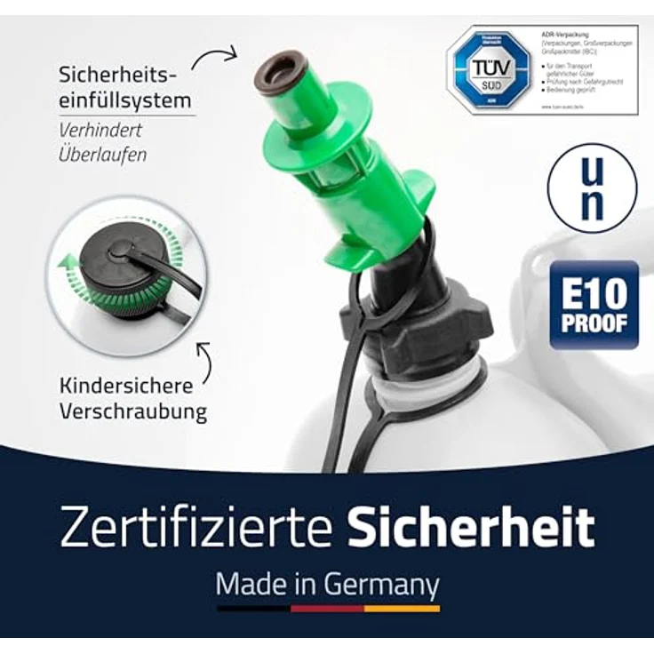 hünersdorff PROFI Doppelkanister - Kombikanister für Kraftstoff und Öl mit Satteltasche und zwei Einfüllsystemen, 6 + 3 Liter, UN-Zulassung, Made in Germany – Bild 5