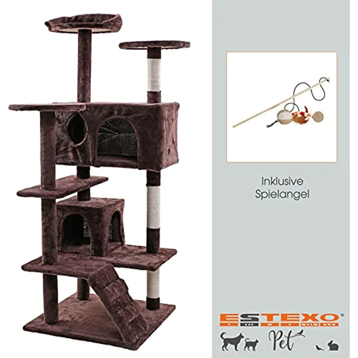 Kratzbaum Katzenbaum Katzenkratzbaum 130 cm XL Kletterbaum Spielbaum Braun – Bild 6