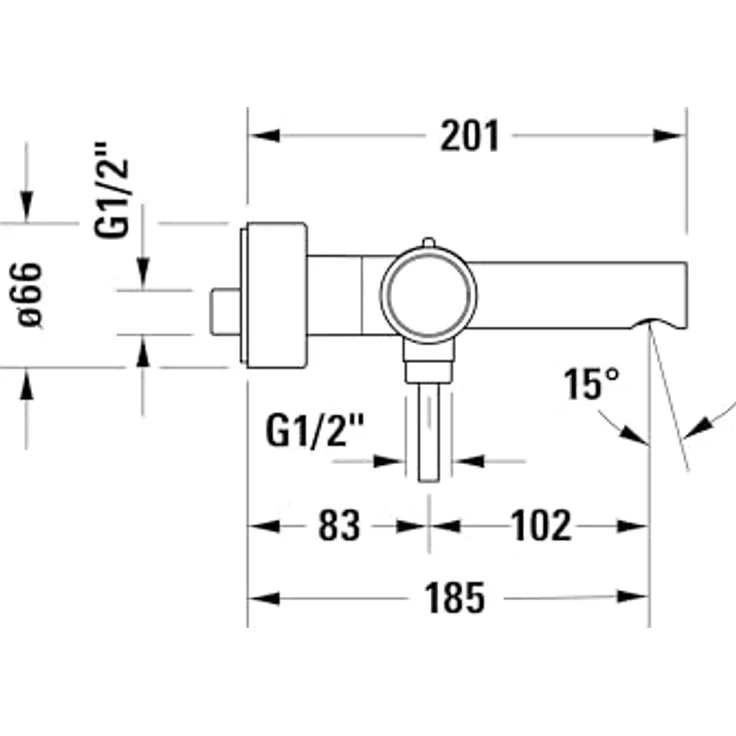 Duravit Circle, Einhebel-Wannenmischer, Aufputz, Ausladung 185 mm, Chrom, mit AirPlus Technologie für reduzierten Wasserverbrauch – Bild 5