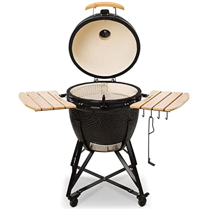 Kamado BONO Kamado Bono Grande Schwarzer - Keramikgrill für Draußen - Kohlegrill mit Großer Wirkung - Perfekt für BBQ und Grillen, Ø 59cm - 10 zusätzliche Grillzubehör gratis Weihnachtsgeschenke – Bild 2