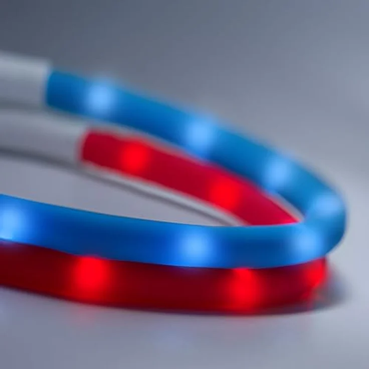 PRECORN LED Silikon Hundehalsband Set in Rot und Blau | Sicherheits-Halsband | Leuchthalsband aufladbar mit USB | Wasserdicht | Individuell kürzbar – Bild 1