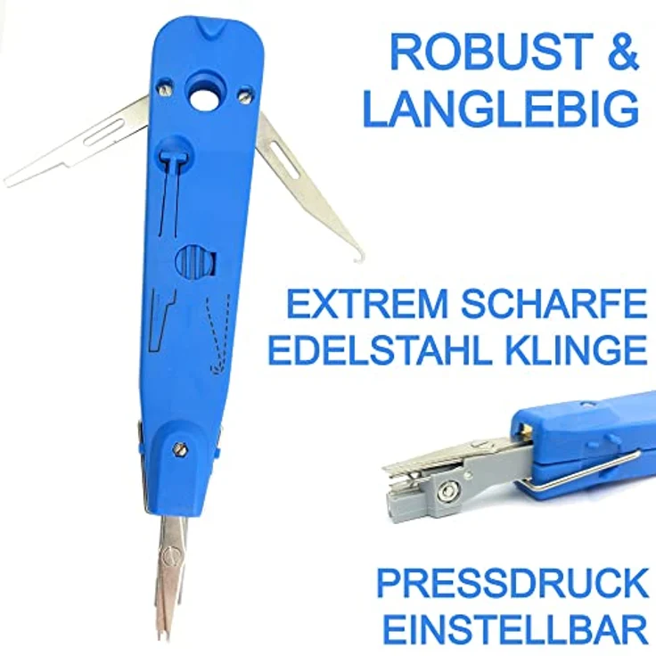 TronicXL LSA Auflegewerkzeug Profi mit integrierter Schere, Kabelabisolierer und Einstellbarem Anpressdruck, für Twisted Pair-Netzwerkkabel – Bild 2