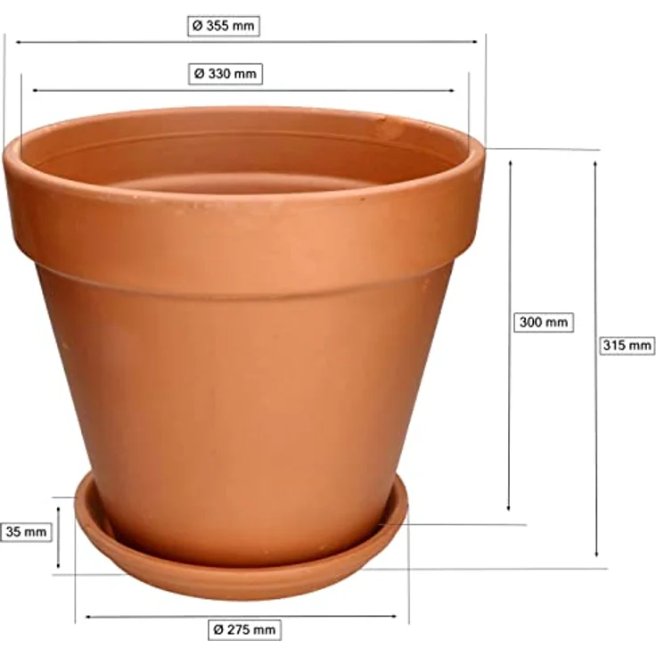 KOTARBAU® Blumentopf Übertopf aus italienischer Terrakotta ⌀ 35 cm, dekorativ für Innenräume und Gärten, atmungsaktives Material mit einzigartigem Design – Bild 2