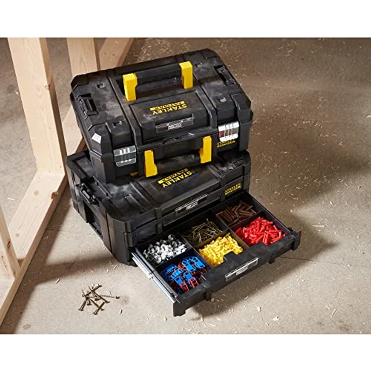 Stanley FatMax Pro-Stack Werkzeugkoffer Combo(21,5L Fassungsvermögen, mit 2 Schubladen und Organizern für Kleinteile, mit Metallschließen, mit herausnehmbaren Innenteilern) FMST1-71981 – Bild 5