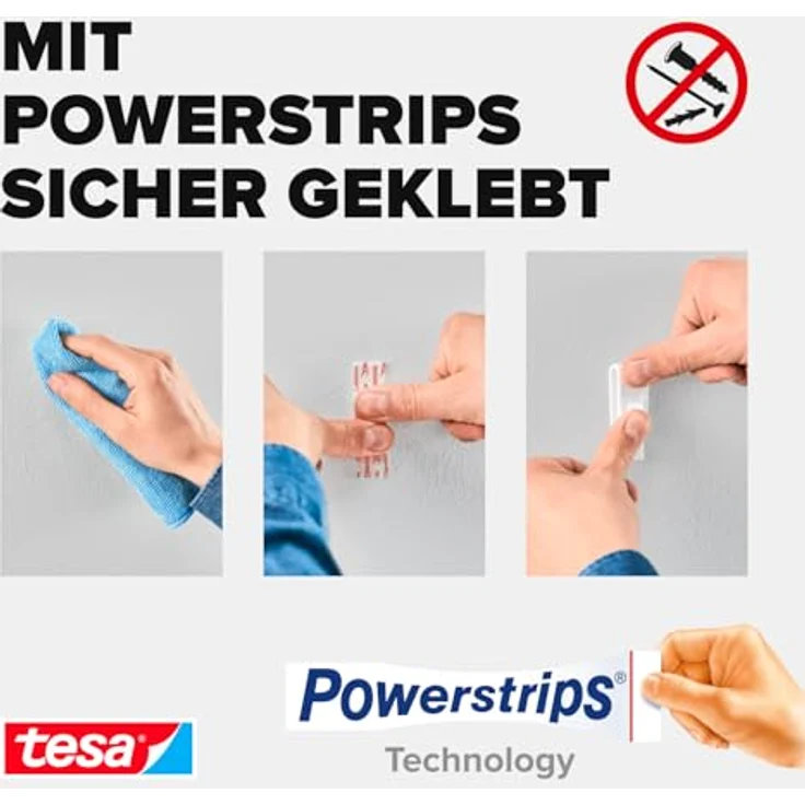 tesa Powerstrips Gardinenhaken, selbstklebend, braun, 4 Stück – Bild 4