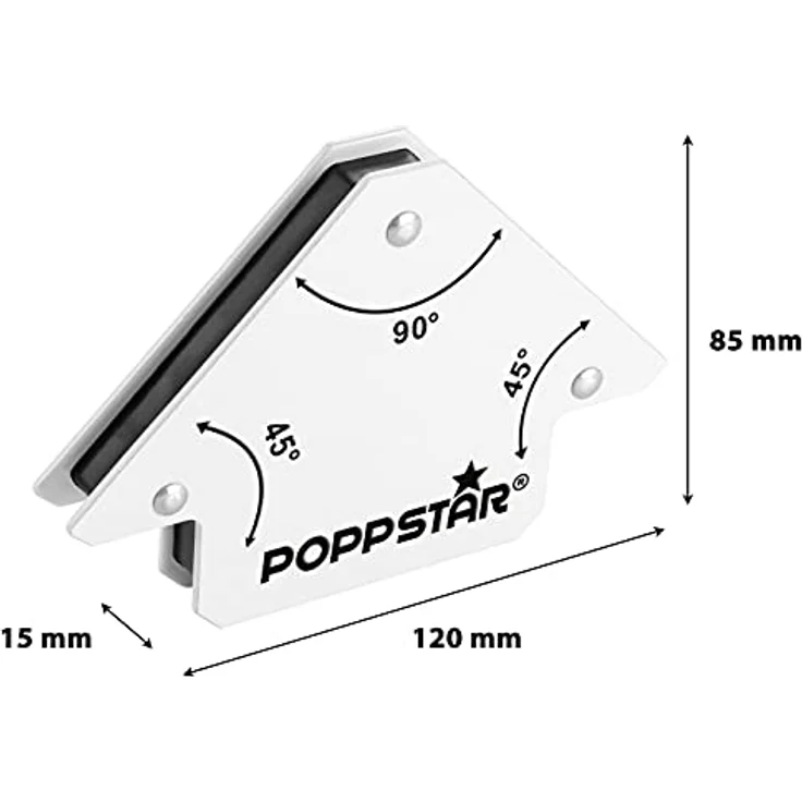 Poppstar Schweißmagnet-Set (Winkel 45°, 90°, 135°, 30°, 60°, 75°) 2x Magnet-Schweißwinkel klein, 2x Magnetwinkel Pfeil groß, 2x Multiwinkel-Magnete – Bild 3