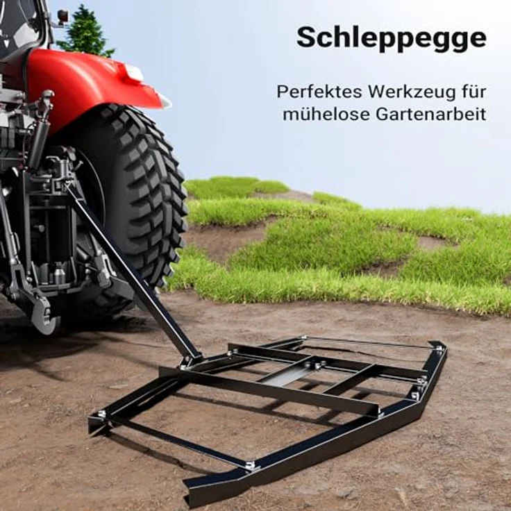 Wiltec Schleppegge 172 x 90 cm, robuste Wiesenegge für Rasentraktor, ATV und UTV zur Bodenbearbeitung und Bodennivellierung – Bild 2