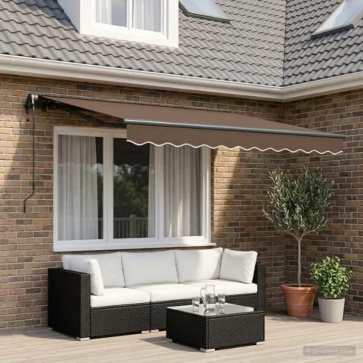 vidaXL Einziehbare Markise Taupe, 3,5 x 2 m, wetterfester Stoff mit UV-Schutz, ideal für Garten und Terrasse – Bild 2