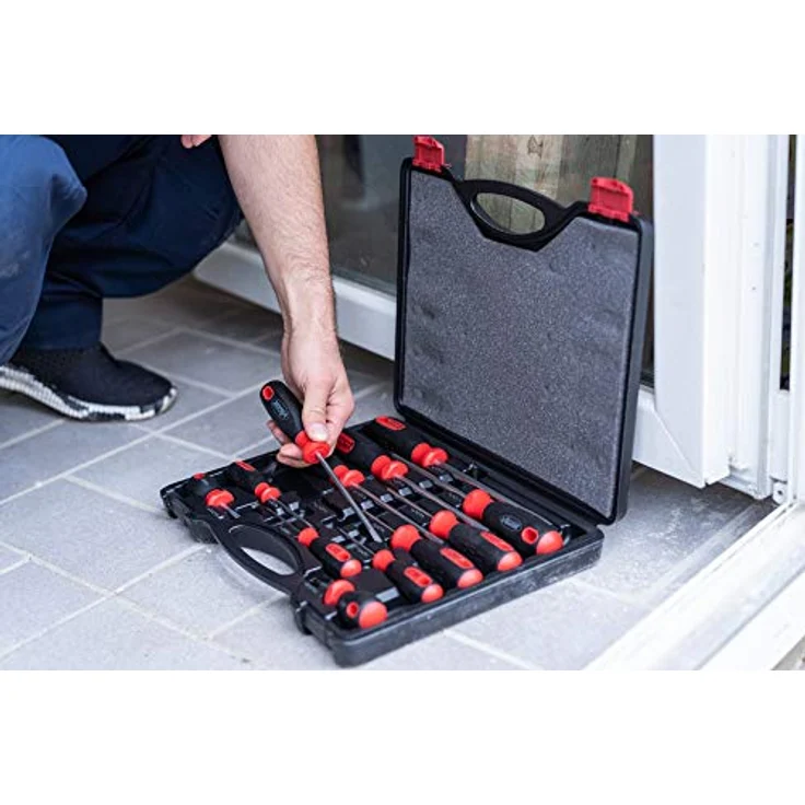 VIGOR Schraubendreher-Satz (Mit extra kurzen Schraubendrehern, Kreuz- und Schlitzprofil, 12 Schraubendreher für Profis und den Haushalt) V4655 – Bild 4