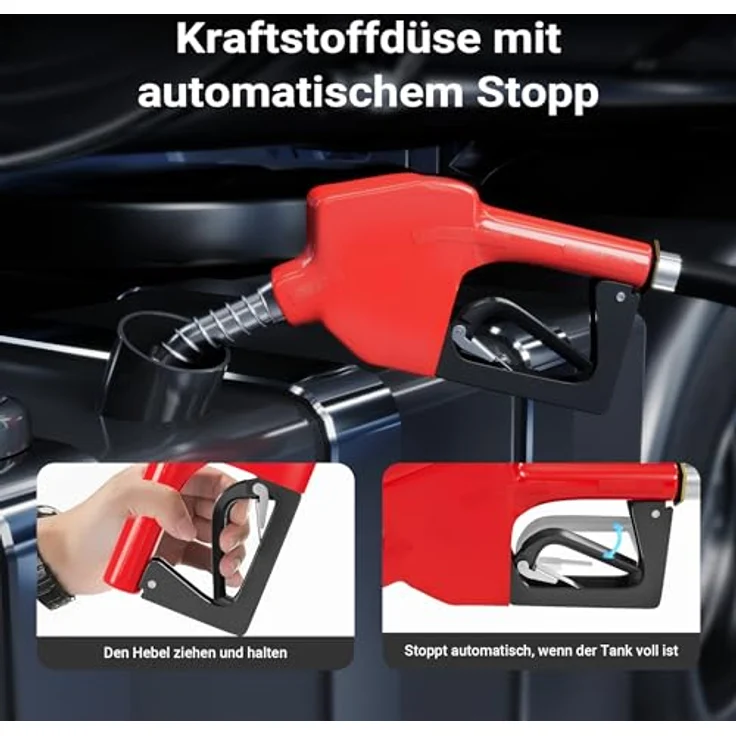 WilTec - Bio Dieselpumpe Heizölpumpe selbstansaugend 230V-550W 60l-min automatische Pistole Umfüllpumpe – Bild 6
