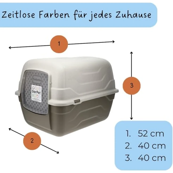 2X Katzenklo mit Deckel Schaufel Aktivkohlefilter - Haube kippbar - große XXL Katzentoilette Katzen WC Klo Doppelpack Sparpaket – Bild 2