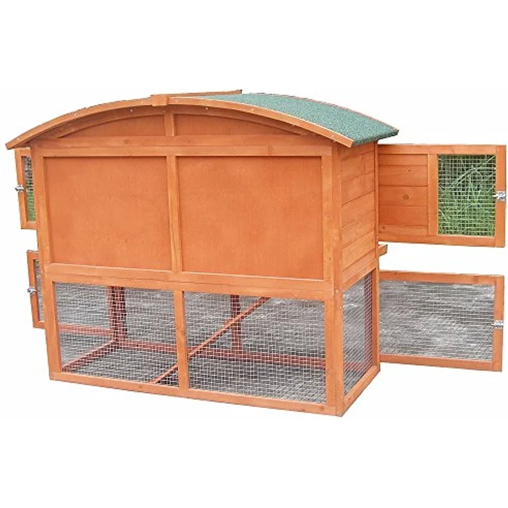 Melko Hasenstall Kleintierhaus mit Freilaufgehege, 120 x 56 x 98 cm, aus Holz, inkl. Rampe und Runddach – Bild 3