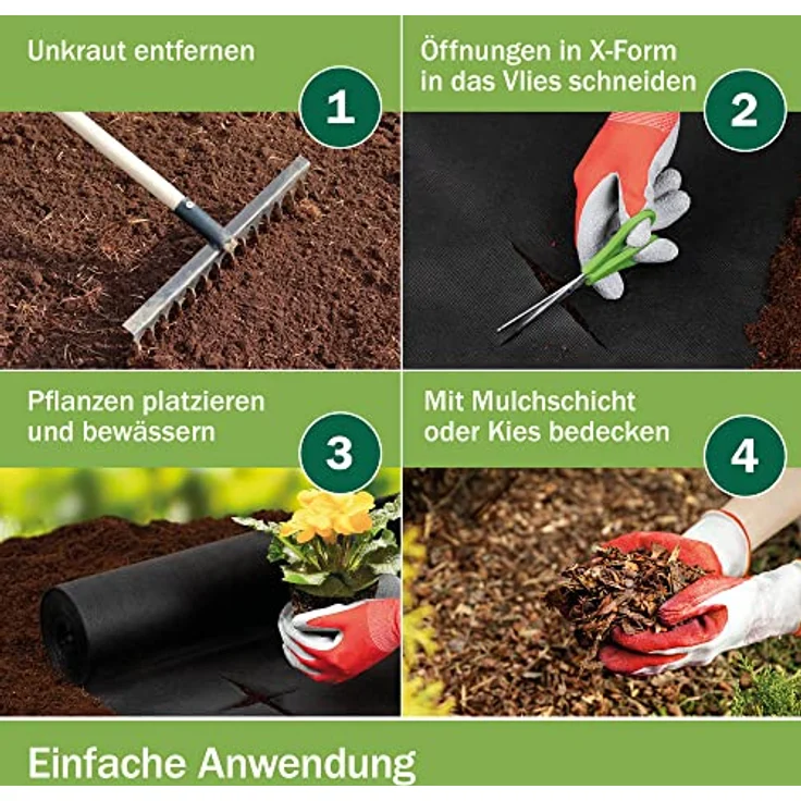 Moorland Unkrautvlies Gardur Schwarz 100cm, 5000 – Bild 5