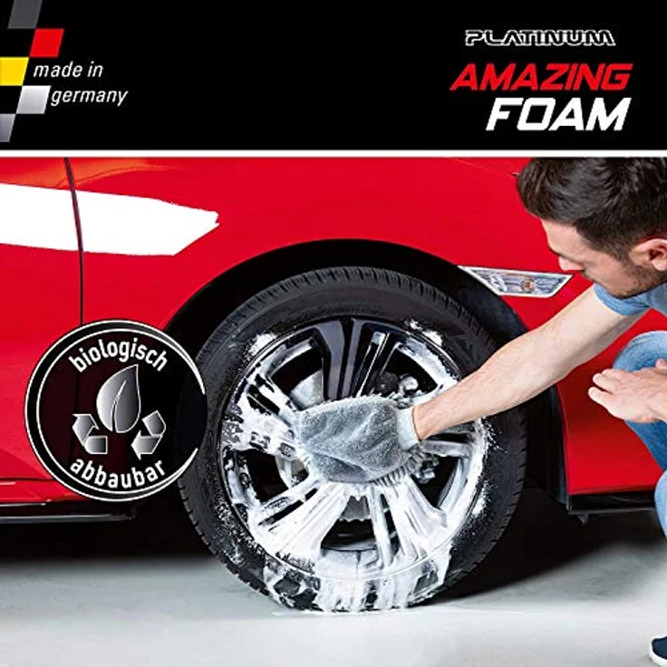 MediaShop Platinum Amazing Foam Auto-Reinigungsmittel (Set, 1000 ml, inkl. Sprühflasche und Handschuh, schwarz) – Bild 3