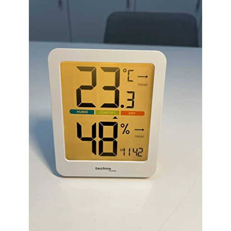 TECHNOLINE ES 9456 Thermo-Hygrometer, kompakt mit Magnethalterung, Temperatur -9,9°C bis 49,9°C, Luftfeuchtigkeit 20% - 95%, orange Hintergrundbeleuchtung – Bild 6