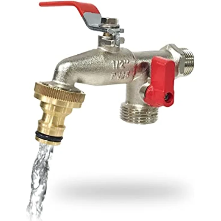 Aqua Control G6354 Premium-Gartenwasserhahn mit Doppeltem Ausgang 1/2" – 3/4" – Bild 1