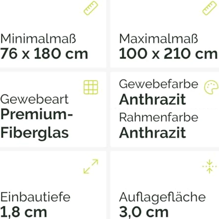 Nematek Insektenschutz Tür Teleskoprahmen - schmale Fliegengitter Tür mit Rahmen für Balkon & Terrasse - 100 x 210 cm anthrazit - Montage ohne Zusägen – Bild 2