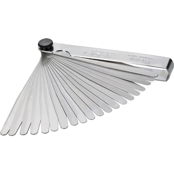 Vigor V1714 Fühlerlehre 0,05 - 1 mm, 20 Blatt gehärteter Federstahl mit Festellmutter, DIN 2275