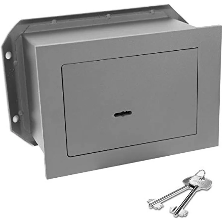 Navaris Wandtresor aus Stahl mit Schlüsselschloss - Wand Safe Tresor inkl. 2 Schlüssel - Wandeinbau - 30 x 21 x 16,5 cm - Mauertresor Stahltresor – Bild 5