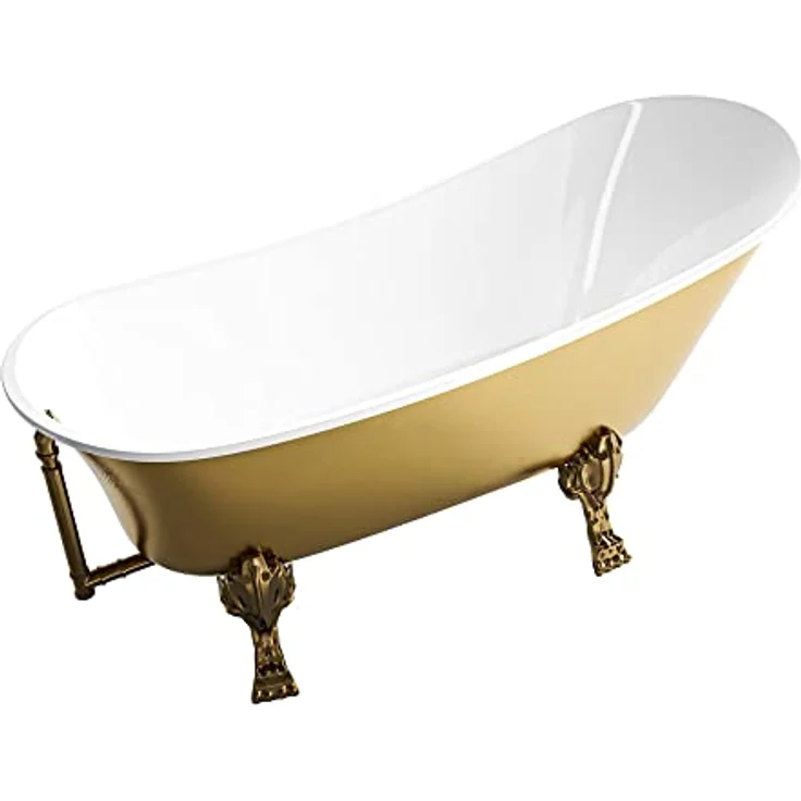 Bernstein Badewanne PARIS PREMIUM, freistehende Acrylwanne in Gold, 175 cm x 74 cm, oval mit Metallfüßen – Bild 7