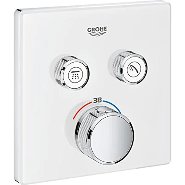 GROHE Grohtherm SmartControl Thermostat eckig, Moon White, Unterputz mit 2 Absperrventilen, Sicherheitsfunktionen und Verstellbarkeit – Bild 1