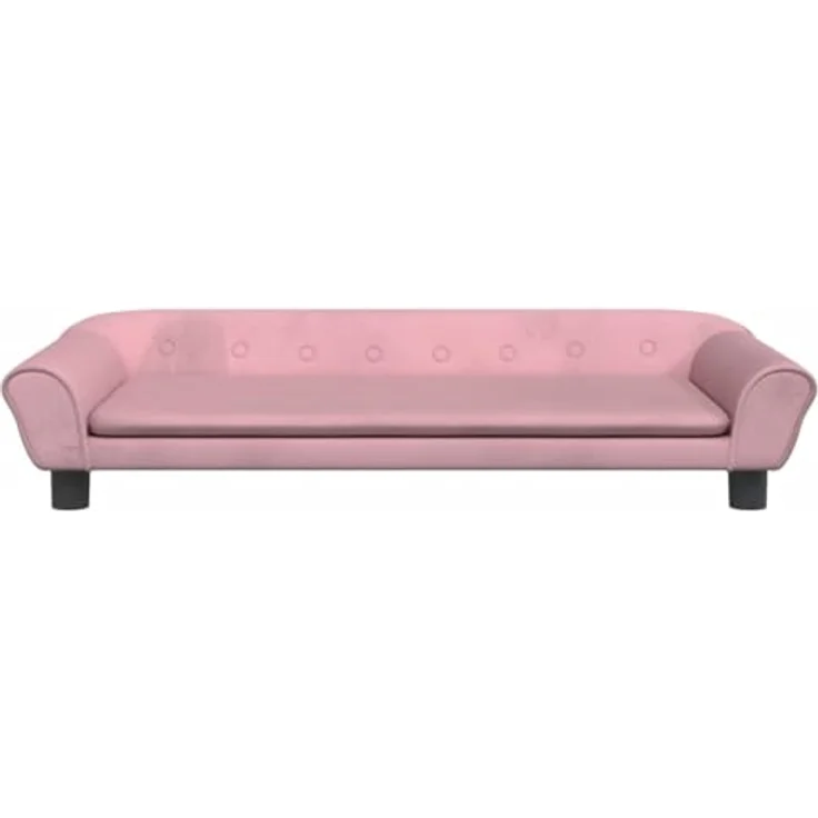 vidaXL Hundebett, Hundekissen mit weicher Polsterung, Hundesofa Hundecouch für kleine Hunde Haustiere, Haustierbett Katzenbett, Rosa Samt – Bild 3