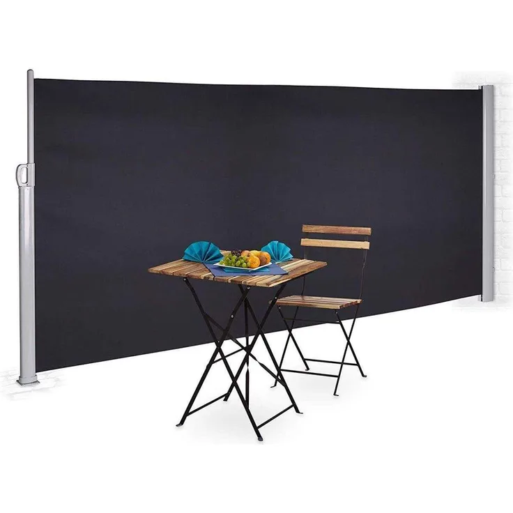 Bc-elec ASA-160T Seitenmarkise anthrazitgrau, ausfahrbar 3x1.6m mit wetterfester Wetterschutzkassette und stabilem Stahlrahmen