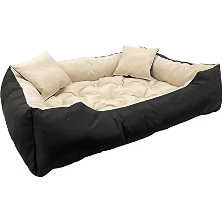 KingDog Ecco Hunde- und Katzenbett mit Kissen Wasserdichtes Nylon Hundekissen Hundekorb Haustierbett Waschbar Wasserdichtes Material (Innenmaße: 40x30 / Außenmaße: 55x45cm, Beige)