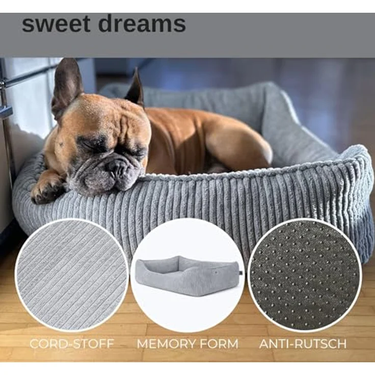 PAW WOW Anton Hundebett | Orthopädisches Hundebett für kleine, mittelgroße und große Hunde | Grau, 100x70cm – Bild 3