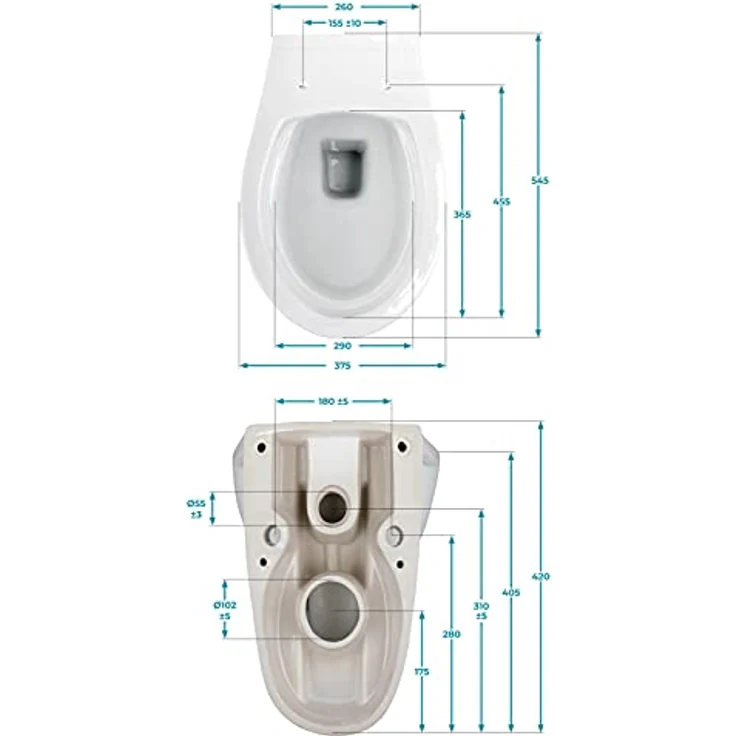 Calmwaters® Erhöhtes Wand-WC spülrandlos Modern Plus mit Toilettendeckel, 6 cm Erhöhung, inklusive abnehmbarem WC-Sitz mit Absenkautomatik und Schnellbefestigung, Tiefspüler, Weiß, 08AB5815 – Bild 5