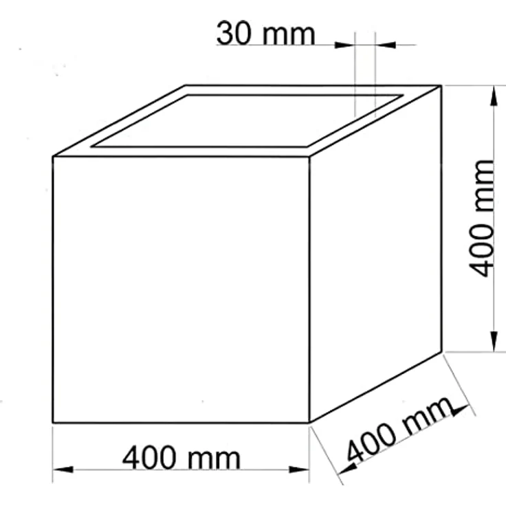 Elegant Einrichten Pflanzkübel Fiberglas Stein-Optik, quadratisch 40x40x40cm, weiß, frost- und UV-beständig, leicht und langlebig – Bild 4