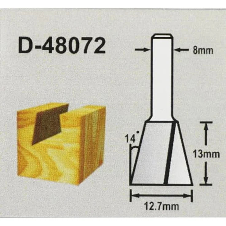 Makita D-48072 Zinken- und Gratfräser 12,7mm, Fräser mit Ø 8 mm Schaft, 14° Winkel, blau – Bild 2