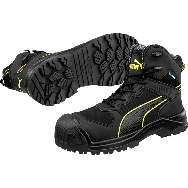PUMA ROCK HD CTX MID S7S FO LG CI SR Sicherheitsschuh, Größe 39, schwarz, mit rutschfester Sohle und wasserdichter CTX® Membrane