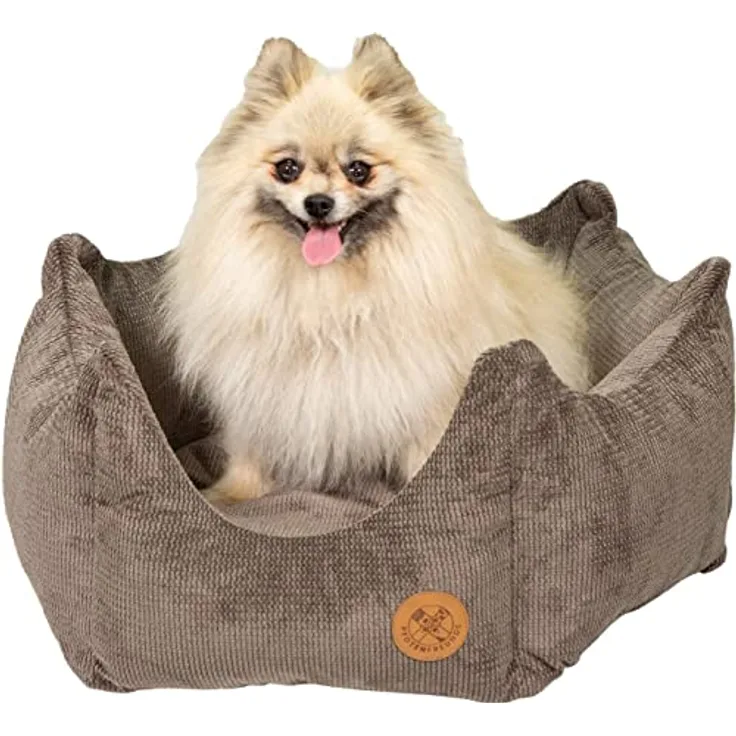 Pfotenfreunde - Hundebett für mittelgroße und kleine Hunde – waschbarer Schlafplatz für Hunde und Katzen – Hundekissen, Tierbett, Hundekorb, Welpenbett (S, Grau)