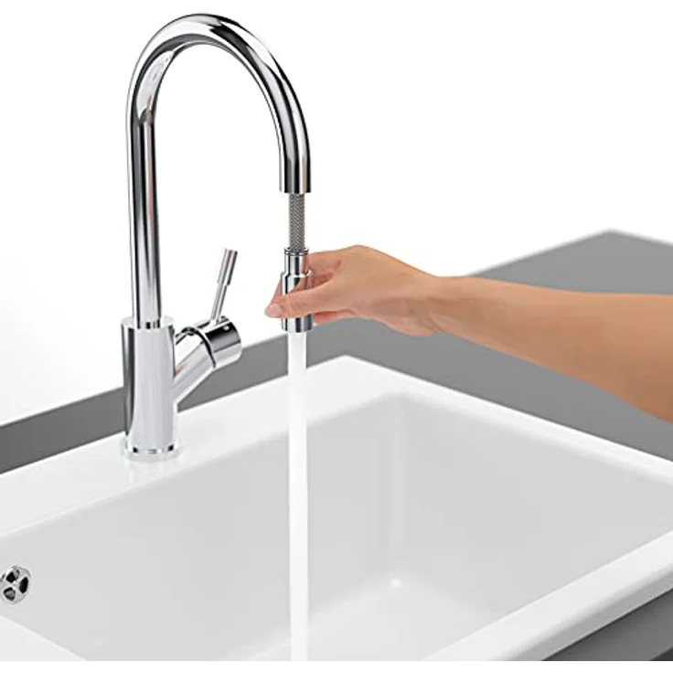 Villeroy & Boch Küchenarmatur 925400LE, Edelstahl poliert, mit Ausziehbrause und keramischen Dichtungen – Bild 5
