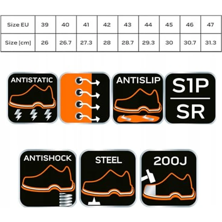 NEO TOOLS Sicherheitsschuhe Herren S1P SR, Stahlkappenschuhe mit Pannensicherem Stahleinsatz, Atmungsaktive Arbeitsschuhe Gr. 41 – Bild 3