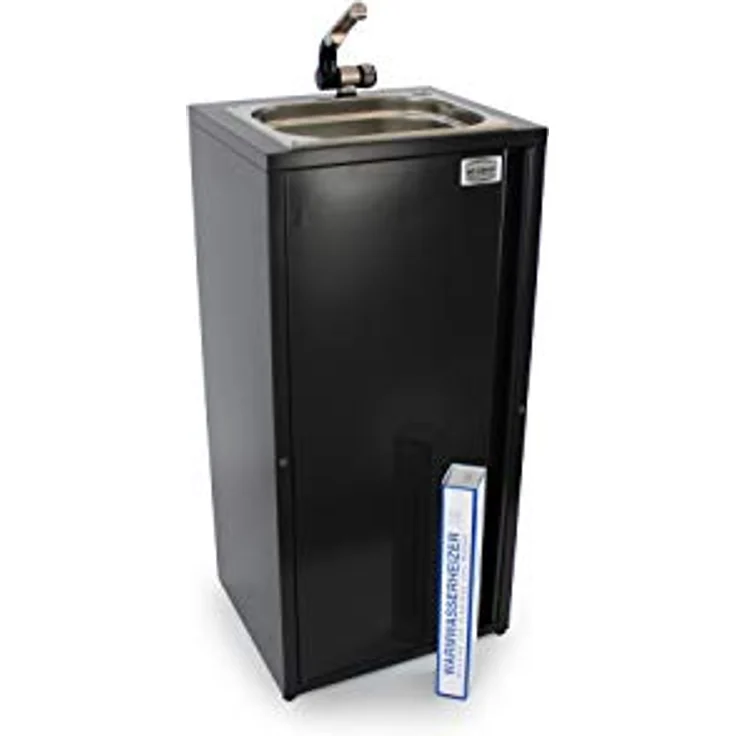 ad-ideen Mobiles Handwaschbecken Verkaufsstand, 2 Kanister + Heizstab, Warmwasser bis 36°C, Anthrazit – Bild 1