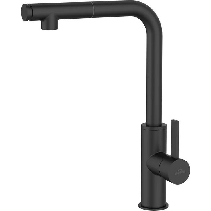 KOLMAN Küchenarmatur PRETO, Wasserhahn Mischbatterie in Schwarz mit ausziehbarem Auslauf und zwei Funktionen