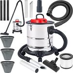 LEHMANN Haddo Industriestaubsauger 2000W | Aschesauger für Kamin mit Doppelfilteranlage | Kaminsauger Ascheschlucker | Nass Trockensauger mit 20 Liter Edelstahltank, Silber