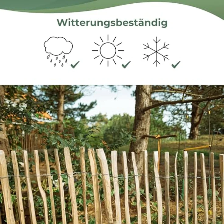 Creative Home Haselnuss Staketenzaun, 50cm hoch, 5m lang, robust und langlebig, flexibles Design, Lattenabstand 7-9 cm, ideal als Beetumrandung und Gartenabtrennung – Bild 5