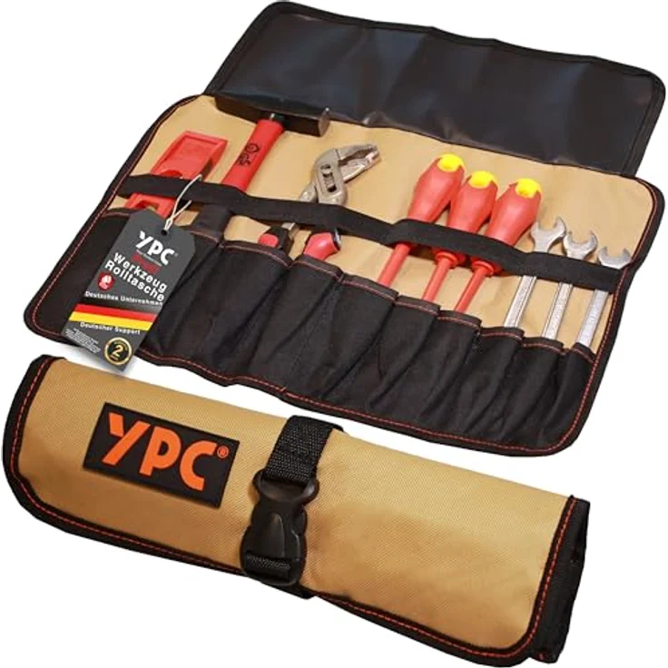 YPC VarioRoll L, Werkzeugtasche rollbar 45x32cm, 10 Steckfächer, 4 Halteschlaufen, wasserfestes Oxford 600D Polyester – Bild 1