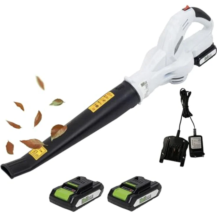 TRUTZHOLM Akku Laubbläser 20V, leichter Laubbläser mit 2000mAh, 2 Akkus und Ladegerät, 40 min Laufzeit, ergonomischer Griff – Bild 1